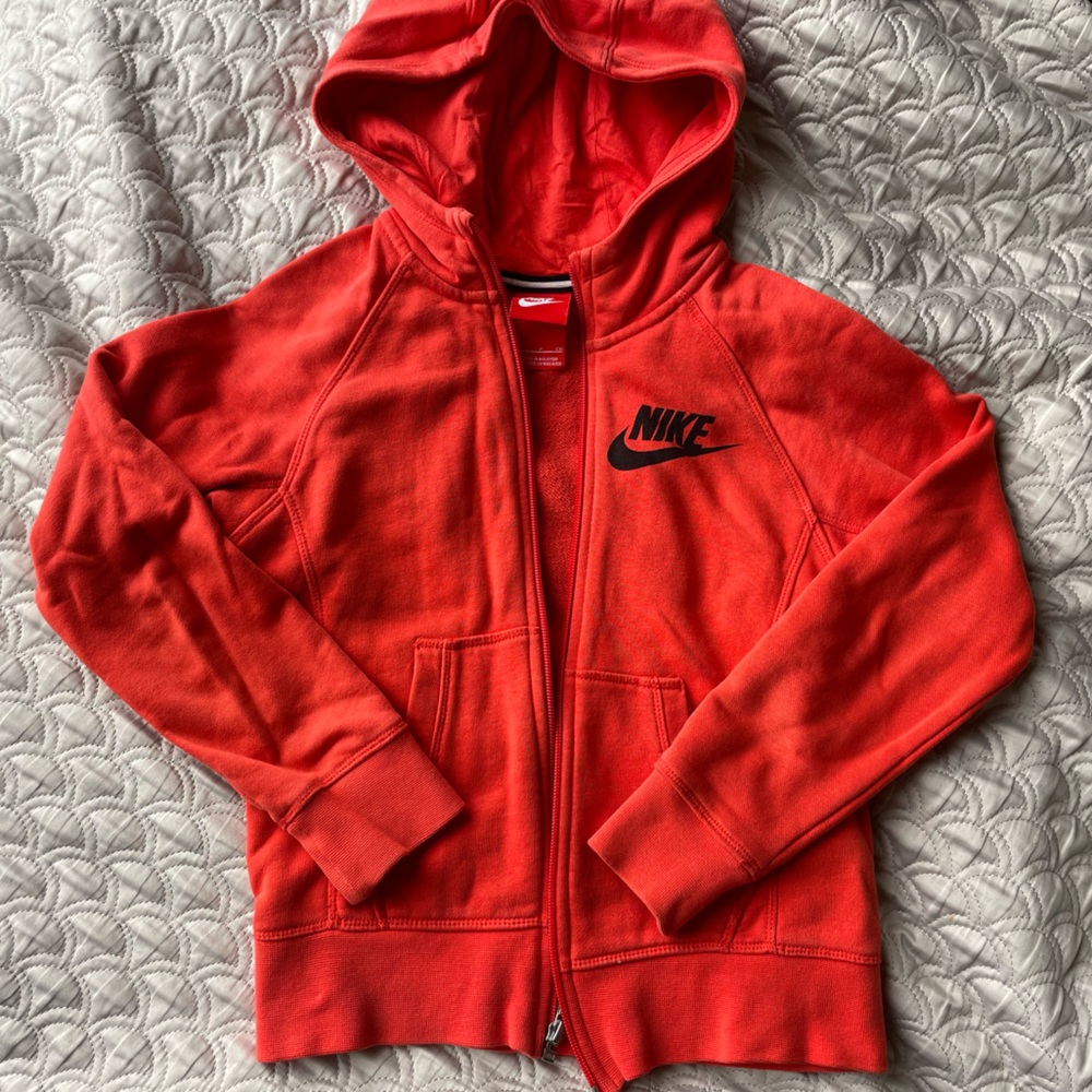 NIKE Red Hoodie Zip Up Kids Sportswear